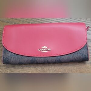 Coach Pink and Brown Leather Wallet